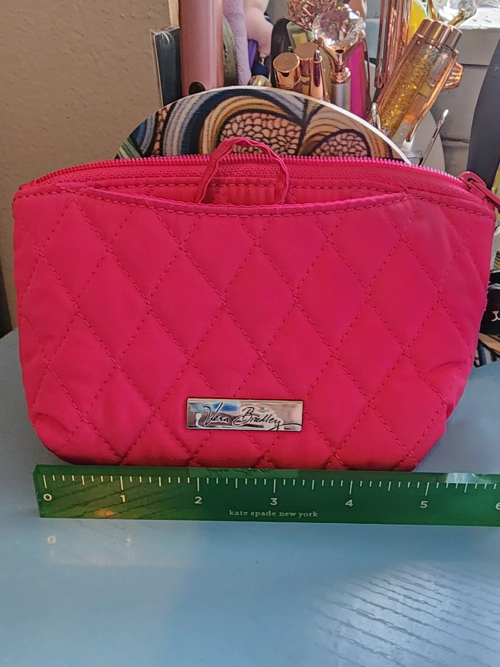 Vera Bradley Quilted Pink Cosmetic Pouch 6.5x5